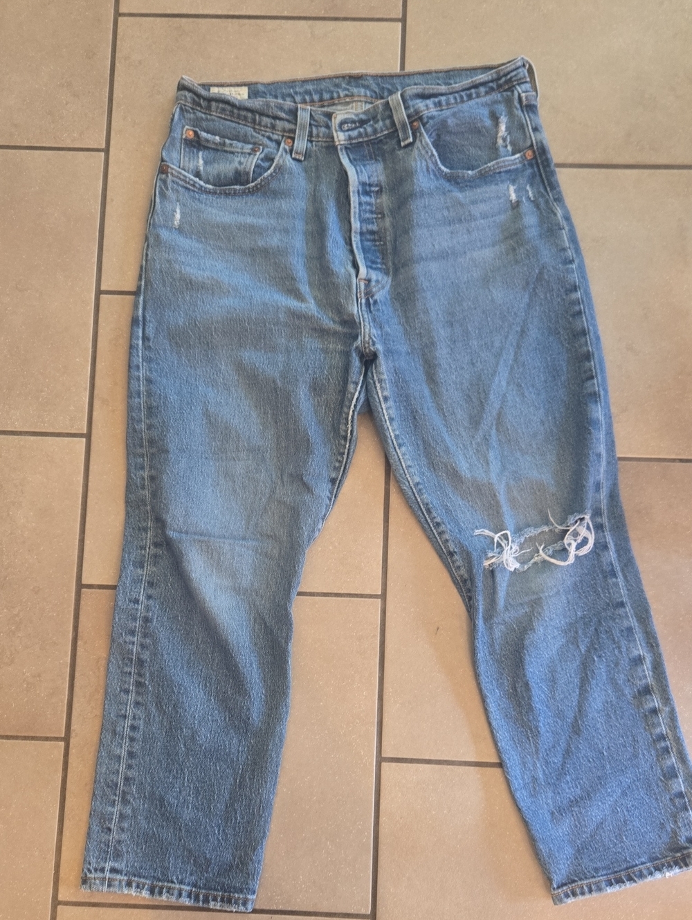 Women's Distressed Blue Denim Jeans